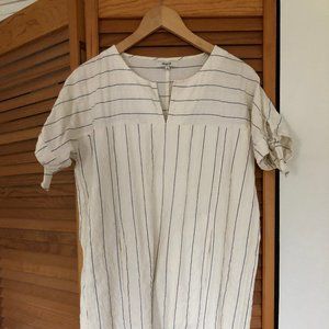 Madewell Linen Stripe Tie Sleeve Dress